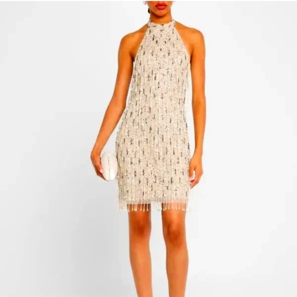 Elegant Sequin LIV FOSTER Halter Dress